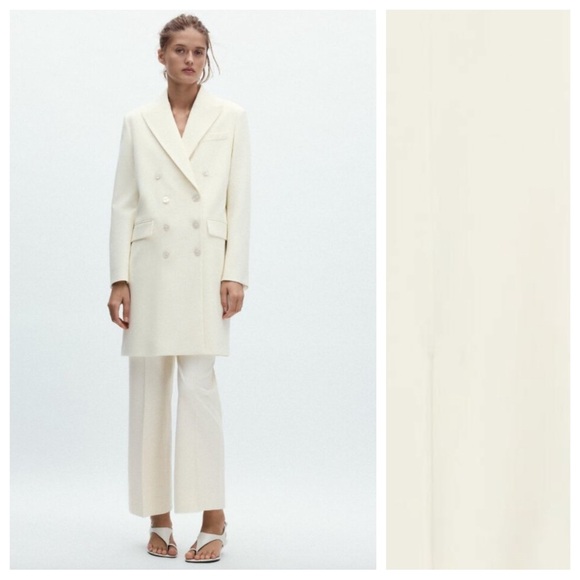 Zara Jackets & Blazers - NWT. Zara ZW Collection Cream Wool Blend Frock Coat. Size XS.